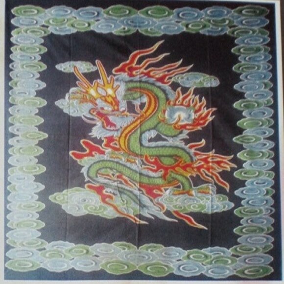 New Green Blue Dragon Tapestry Room Decor Wall Hanging GIFT Fire Serpent Chinese - Picture 4 of 4